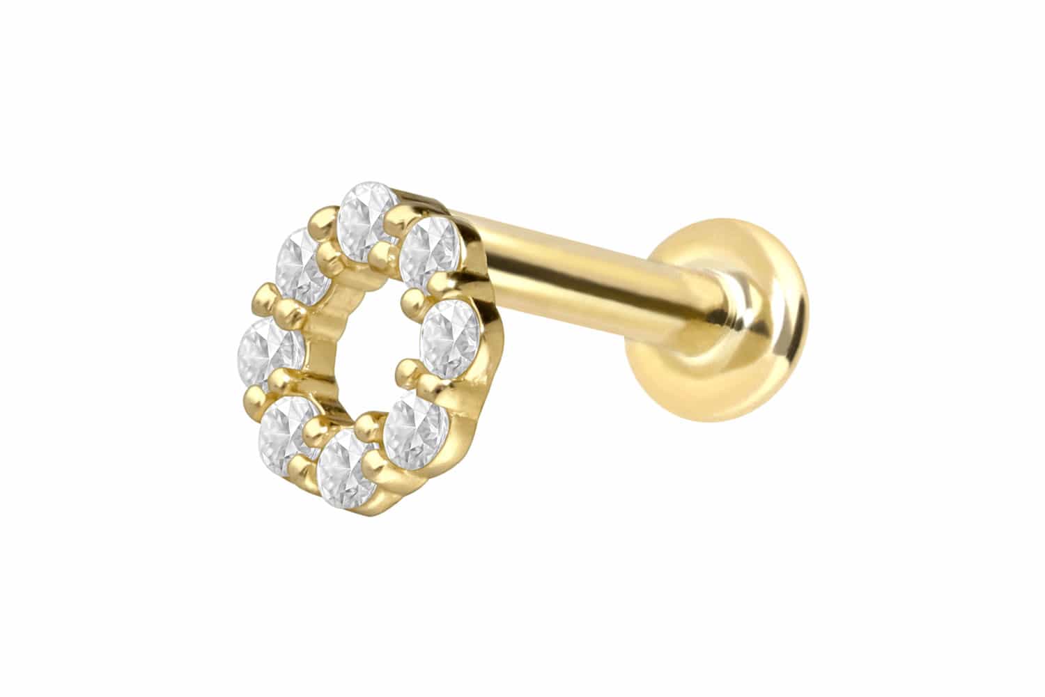 18 Karat Gold Labret mit Innengewinde DIAMANT-KREIS von Piercingline