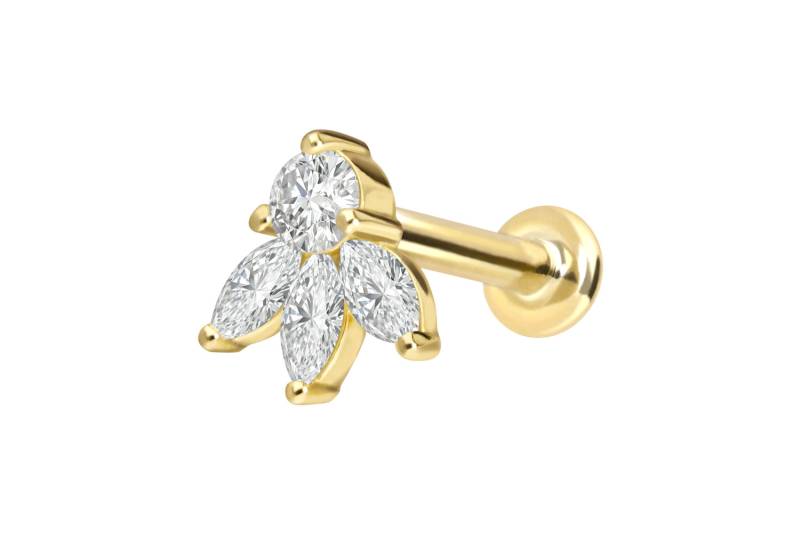 18 Karat Gold Labret mit Innengewinde DIAMANT-LOTUSBLÜTE von Piercingline