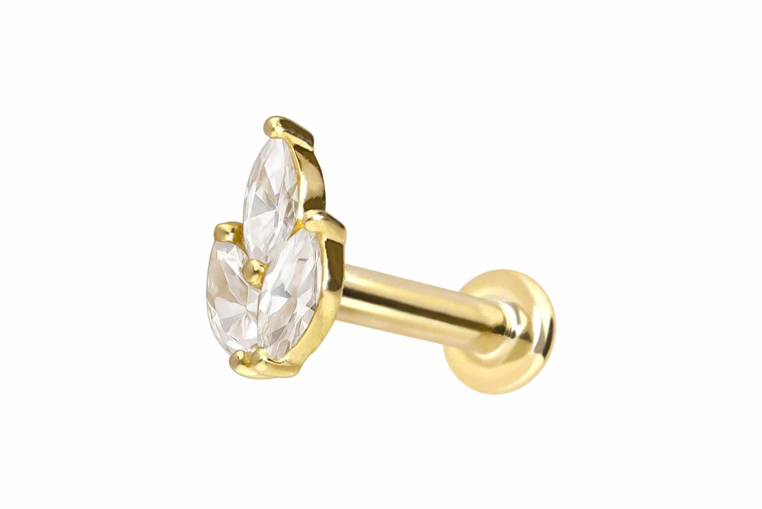 18 Karat Gold Labret mit Innengewinde DIAMANT-LOTUSBLÜTE von Piercingline