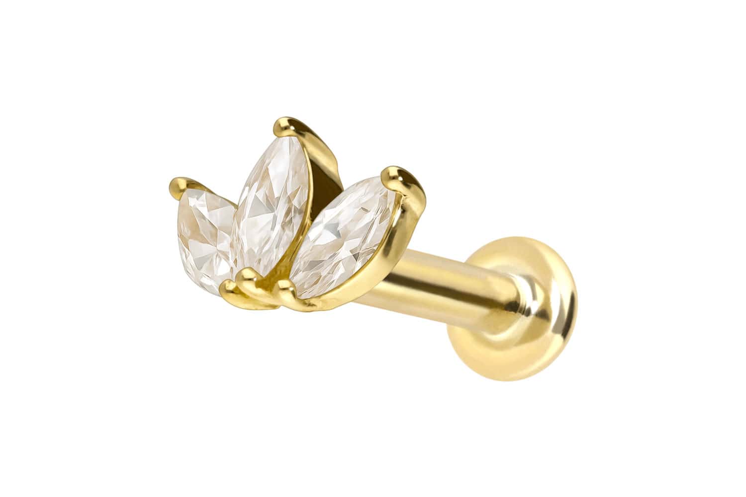 18 Karat Gold Labret mit Innengewinde DIAMANT-LOTUSBLÜTE von Piercingline