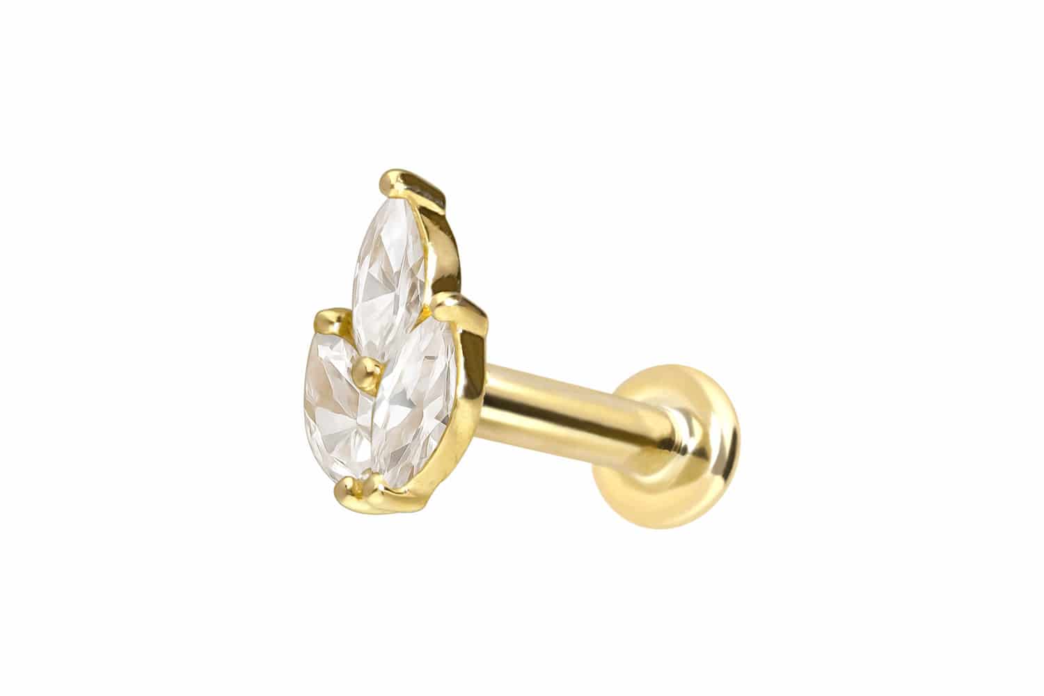 18 Karat Gold Labret mit Innengewinde DIAMANT-LOTUSBLÜTE von Piercingline