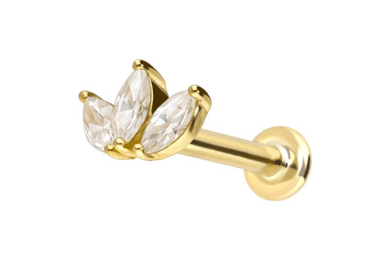18 Karat Gold Labret mit Innengewinde DIAMANT-LOTUSBLÜTE von Piercingline