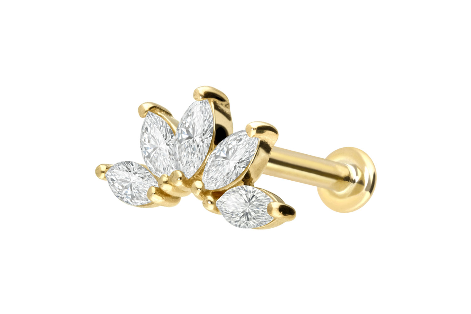 18 Karat Gold Labret mit Innengewinde DIAMANT-LOTUSBLÜTE von Piercingline