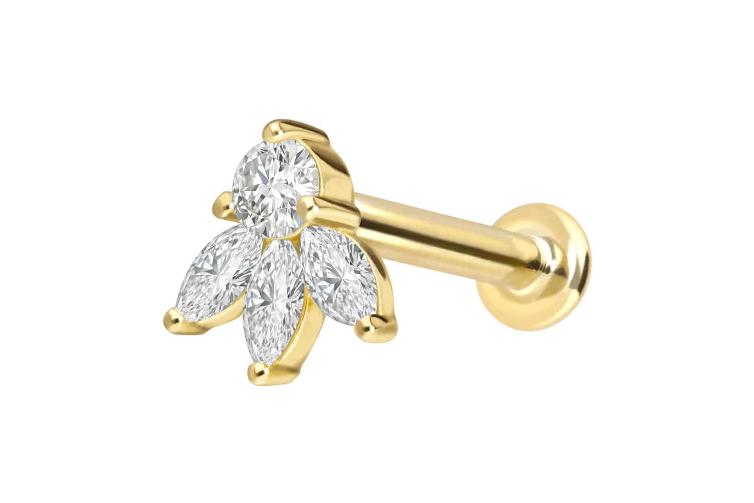 18 Karat Gold Labret mit Innengewinde DIAMANT-LOTUSBLÜTE 18 Karat Gold Labret mit Innengewinde DIAMANT-LOTUSBLÜTE von Piercingline