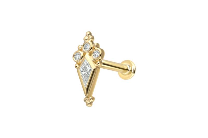 18 Karat Gold Labret mit Innengewinde DIAMANT-SCHILD von Piercingline