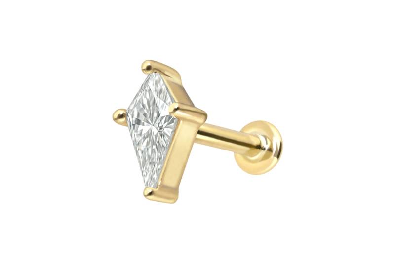 18 Karat Gold Labret mit Innengewinde DIAMANT-SCHILD von Piercingline