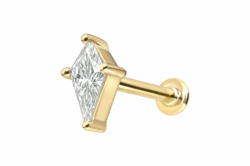 18 Karat Gold Labret mit Innengewinde DIAMANT-SCHILD von Piercingline