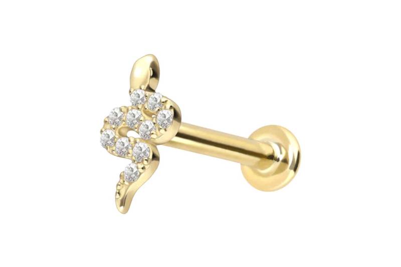 18 Karat Gold Labret mit Innengewinde DIAMANT-SCHLANGE von Piercingline