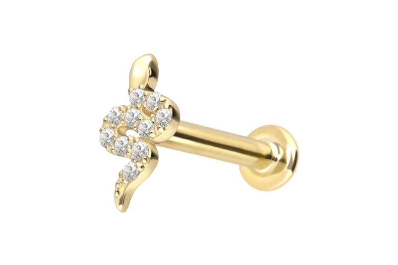 18 Karat Gold Labret mit Innengewinde DIAMANT-SCHLANGE von Piercingline