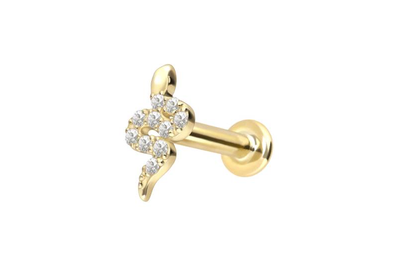 18 Karat Gold Labret mit Innengewinde DIAMANT-SCHLANGE von Piercingline