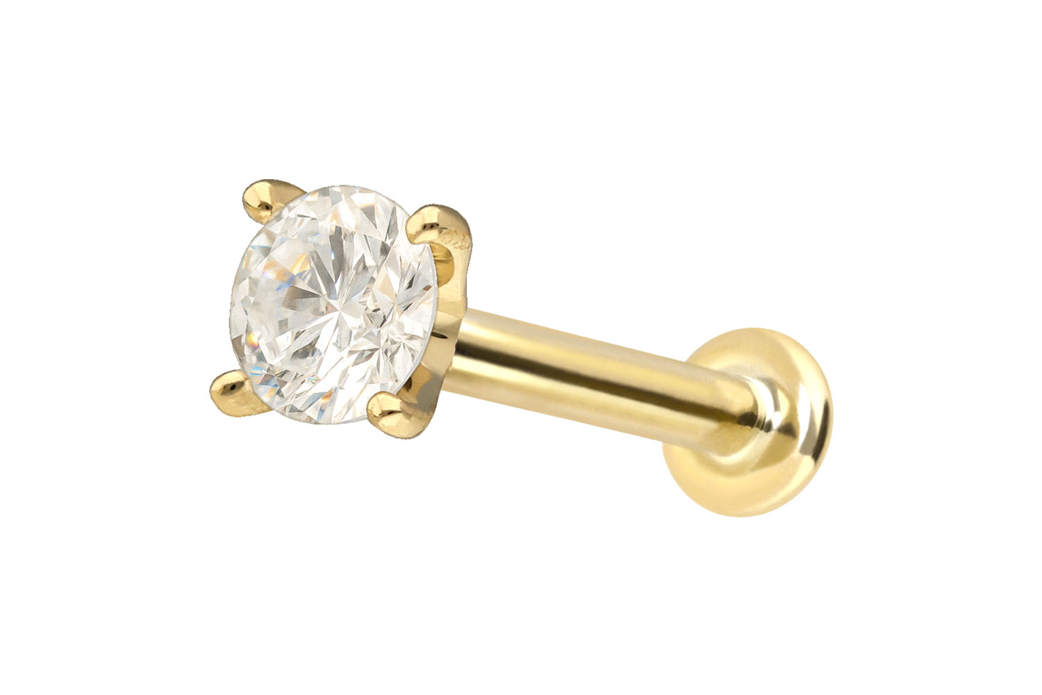 18 Karat Gold Labret mit Innengewinde DIAMANT von Piercingline