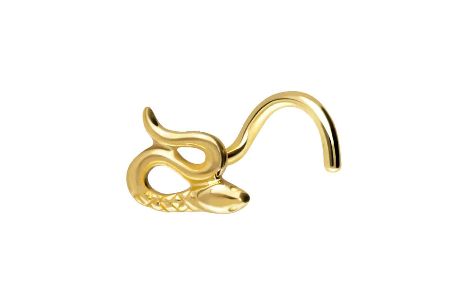 18 Karat Gold Nasenstecker SCHLANGE von Piercingline