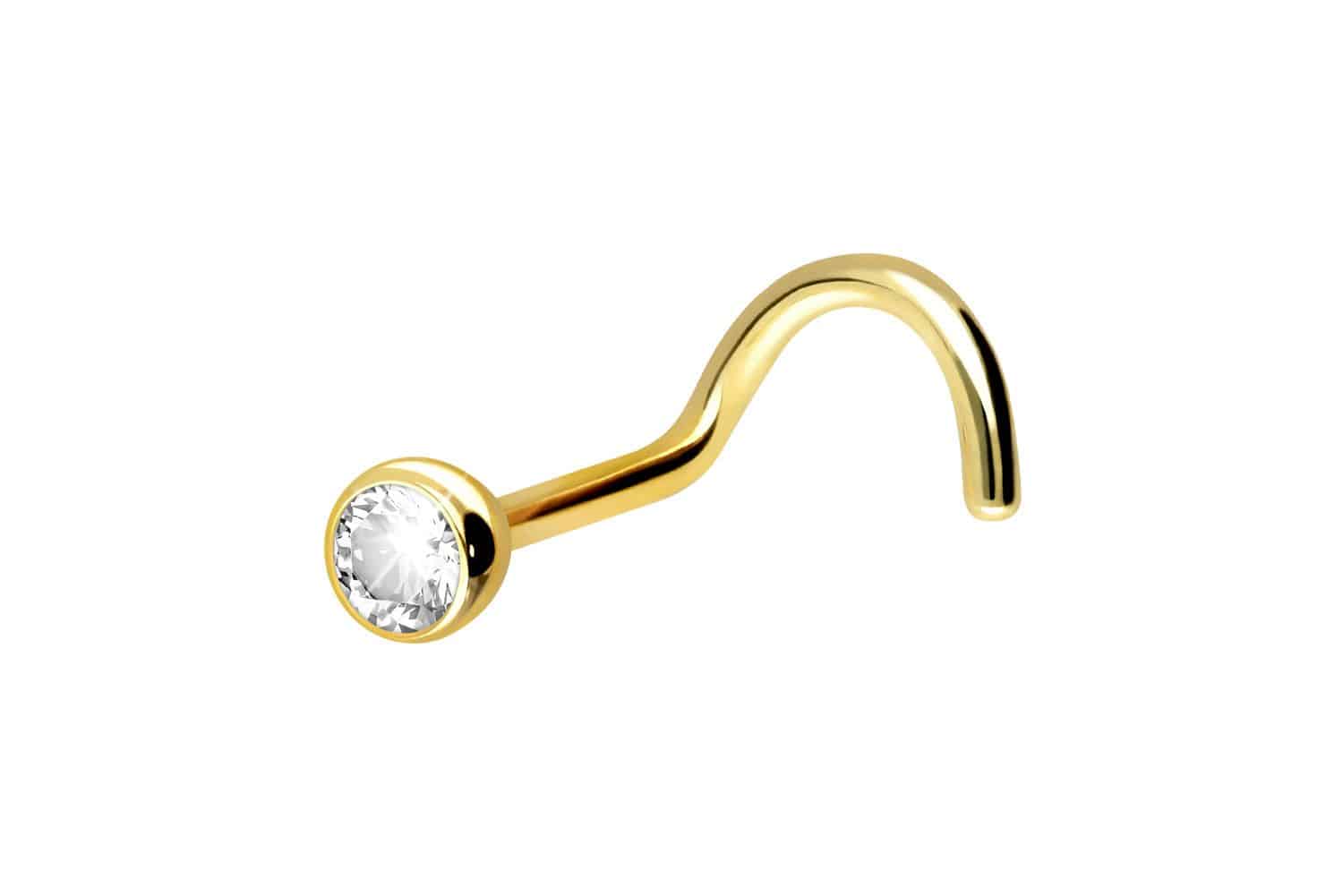 18 Karat Gold Nasenstecker Spirale DIAMANT von Piercingline