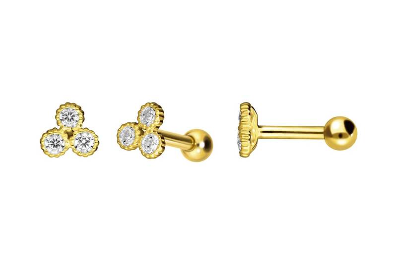 18 Karat Gold Ohrpiercing 3 KRISTALLE von Piercingline