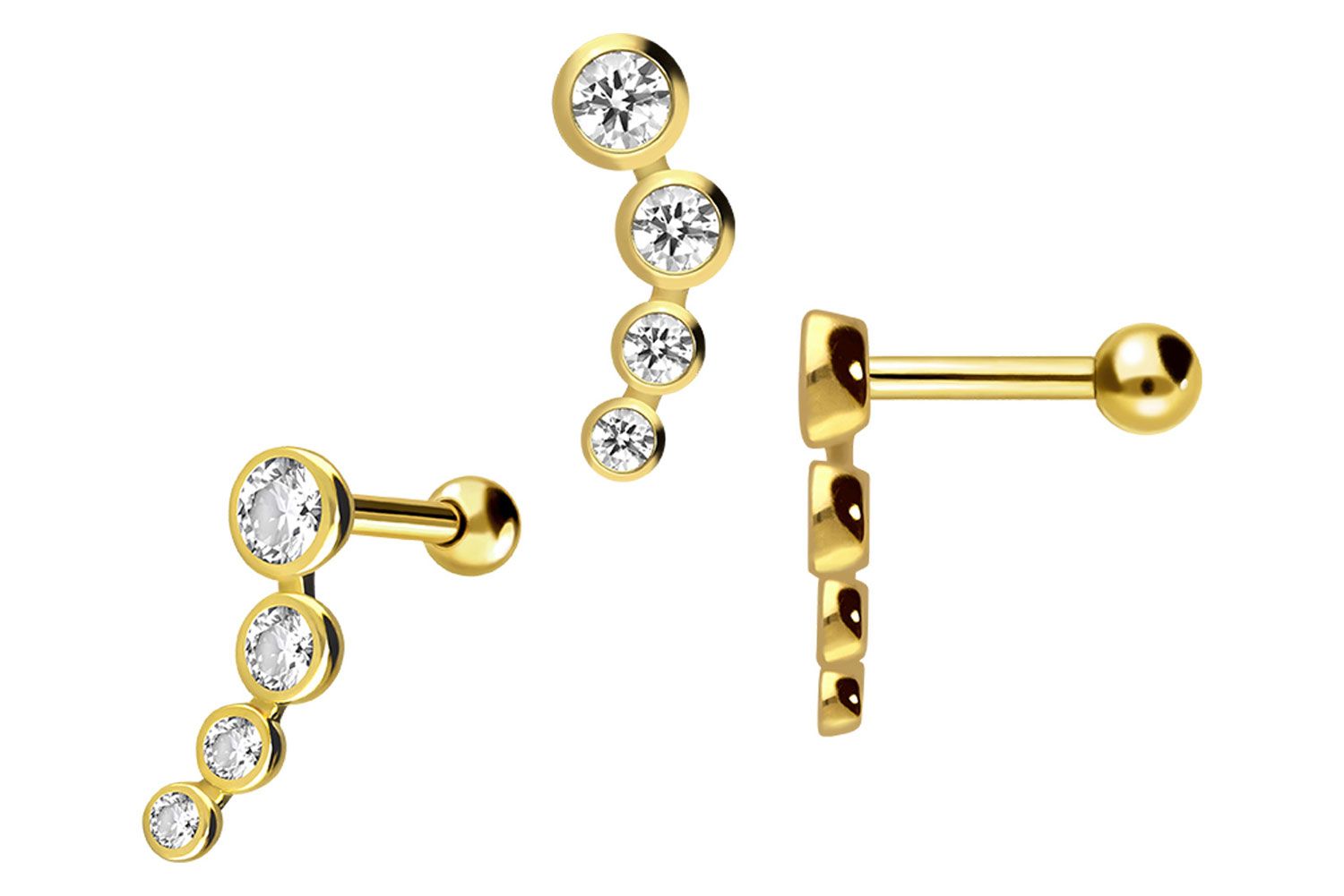 18 Karat Gold Ohrpiercing 4 KRISTALLE von Piercingline