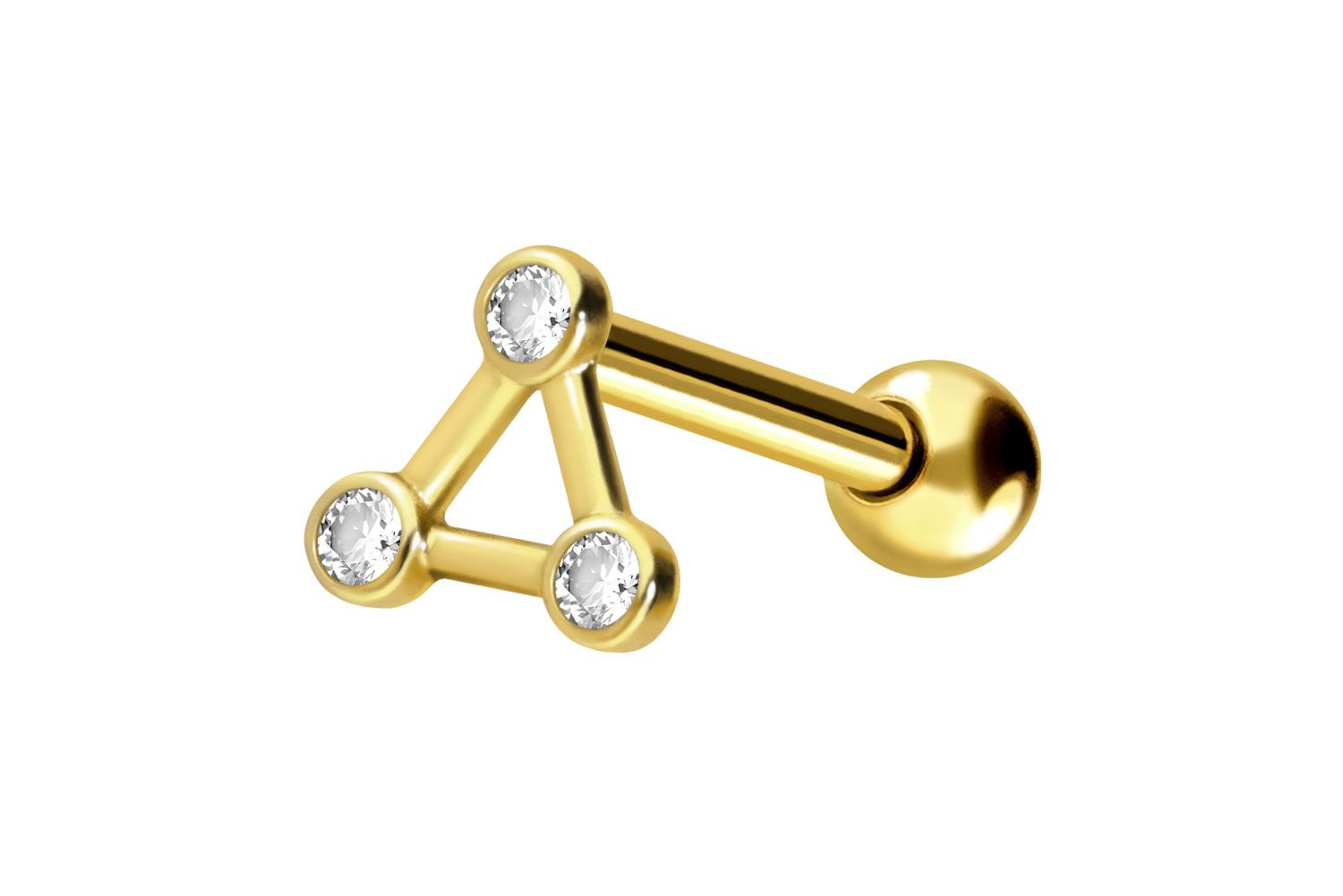 18 Karat Gold Ohrpiercing DREIECK + KRISTALLE von Piercingline