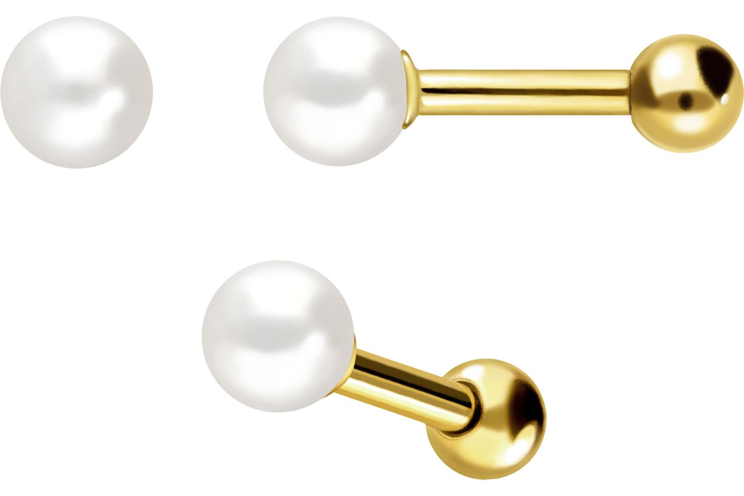 18 Karat Gold Ohrpiercing ECHTE FRISCHWASSERPERLE von Piercingline