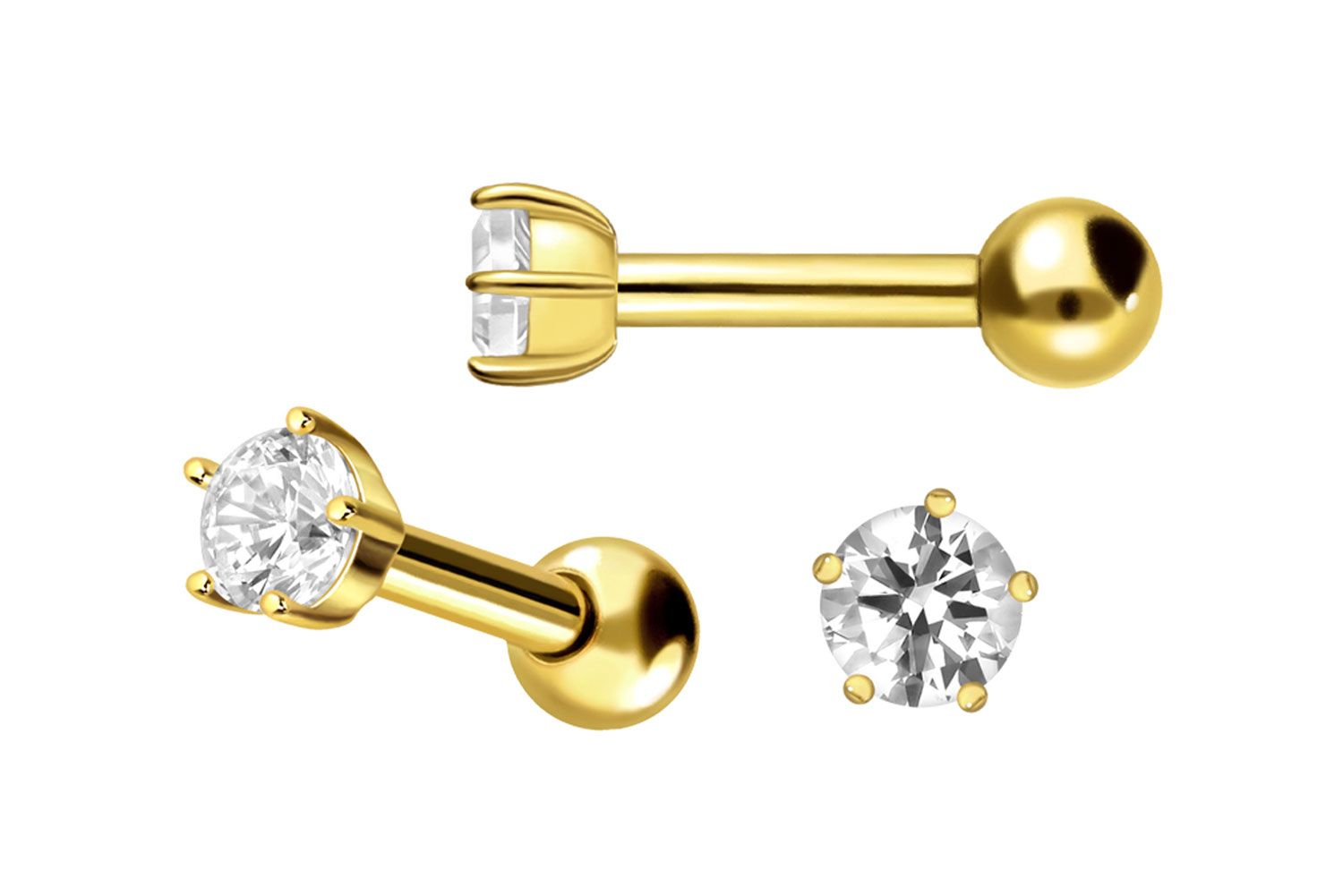 18 Karat Gold Ohrpiercing EINGEFASSTER KRISTALL von Piercingline