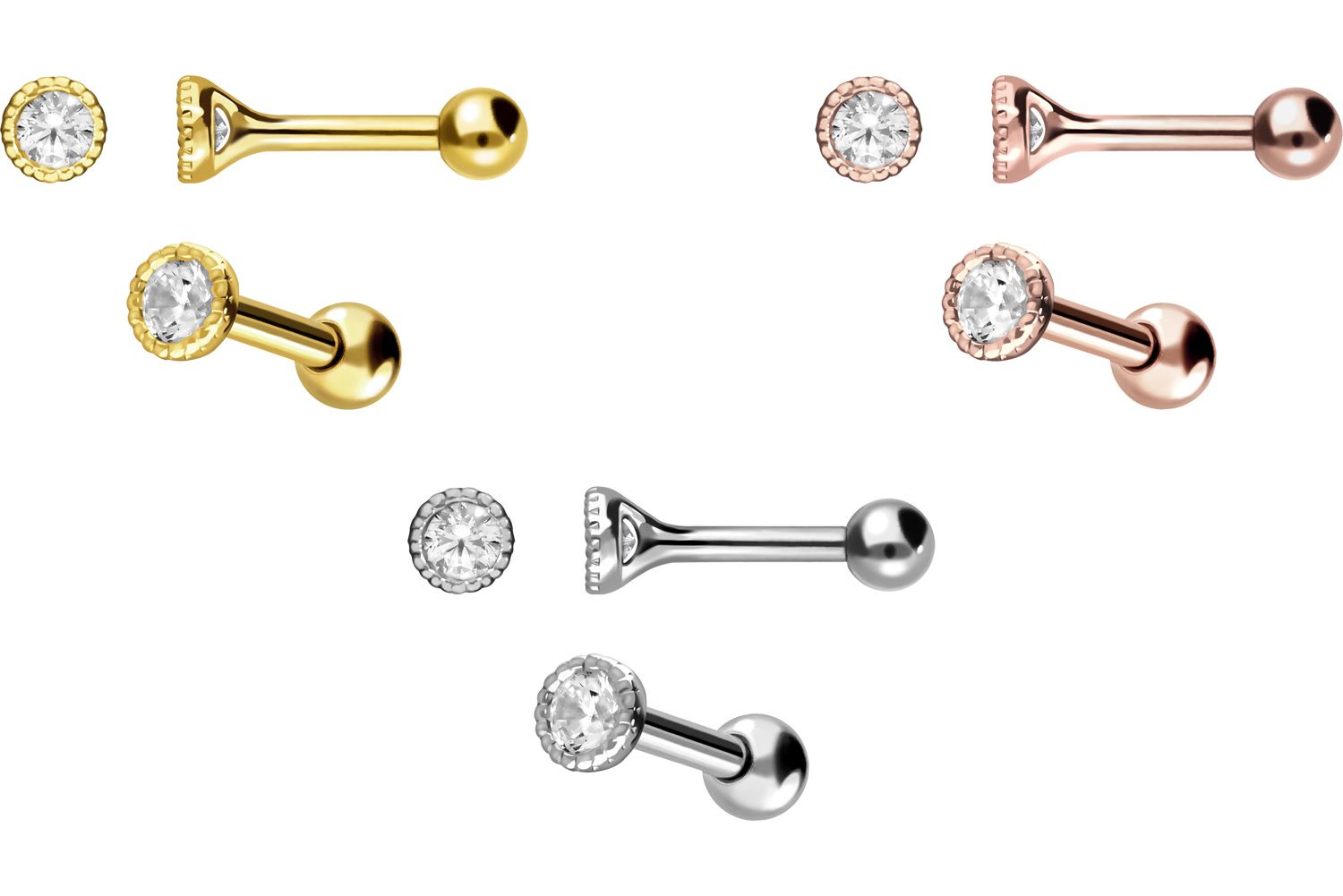 18 Karat Gold Ohrpiercing KRISTALL von Piercingline