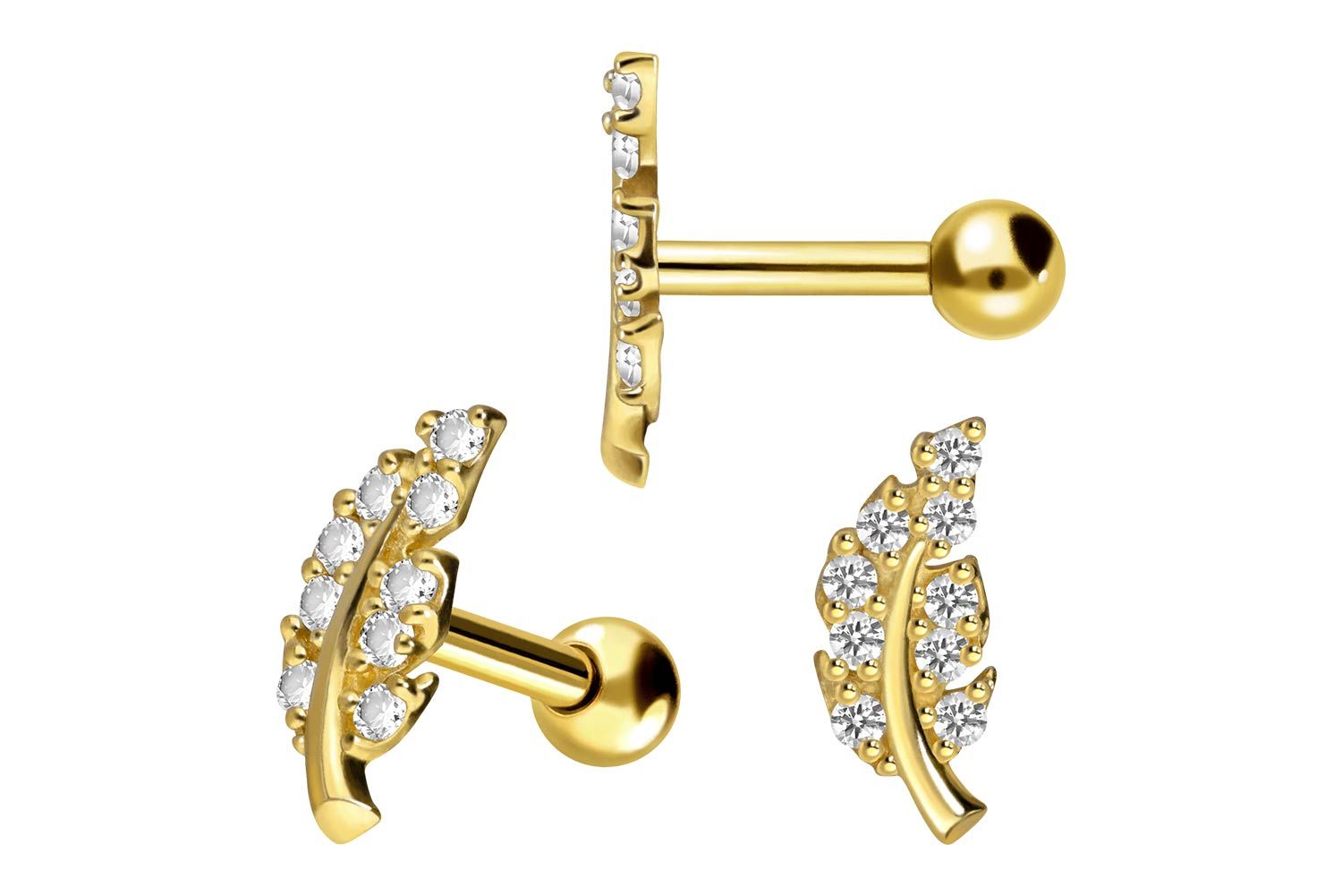 18 Karat Gold Ohrpiercing KRISTALLBLATT von Piercingline