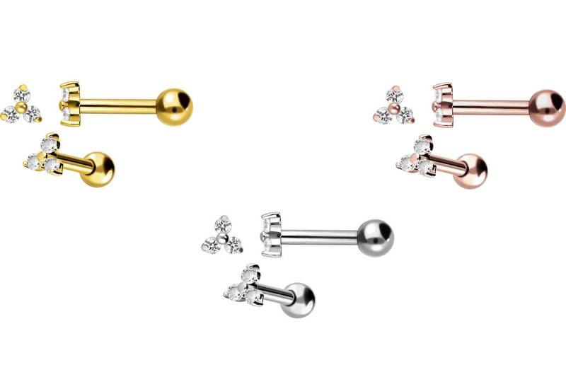 18 Karat Gold Ohrpiercing KRISTALLBLUME von Piercingline