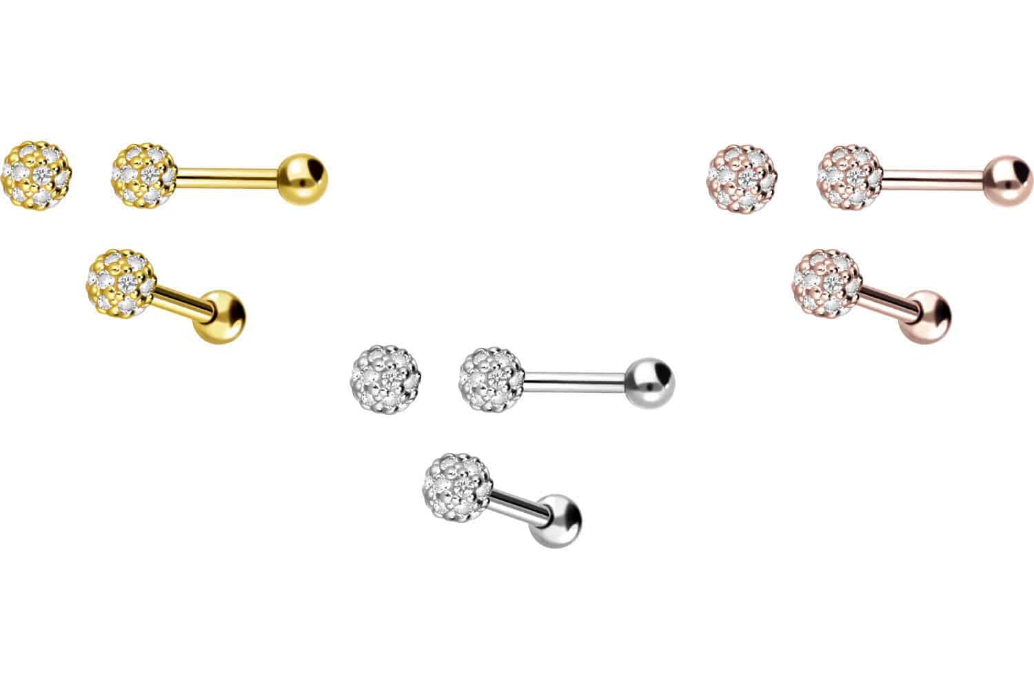 18 Karat Gold Ohrpiercing KRISTALLKUGEL von Piercingline