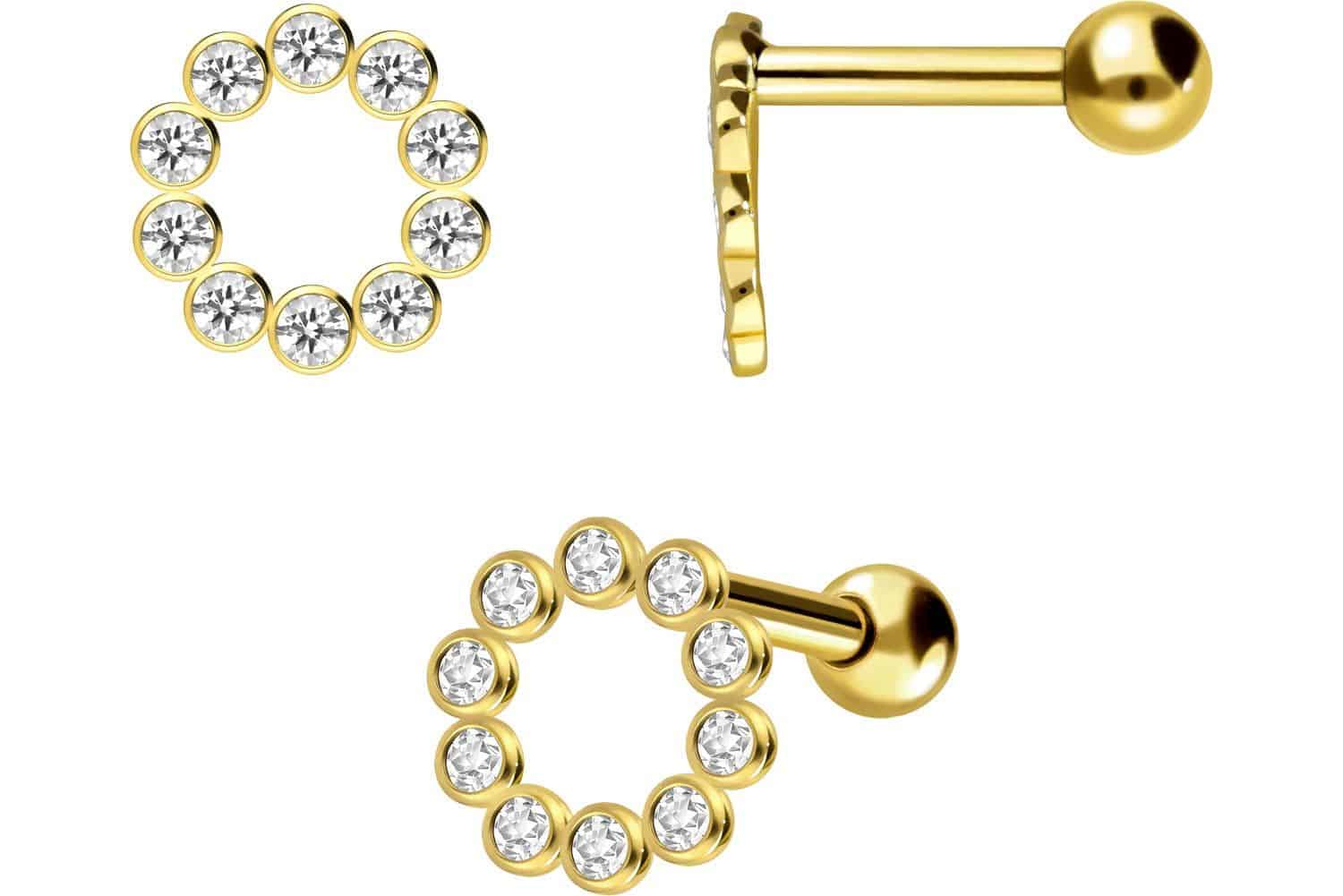 18 Karat Gold Ohrpiercing KRISTALLRING von Piercingline