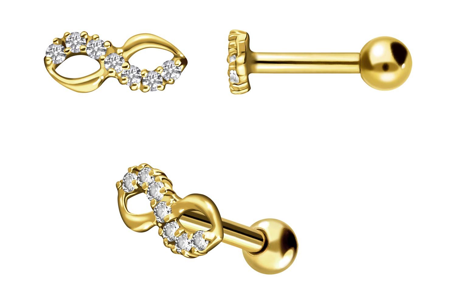 18 Karat Gold Ohrpiercing UNENDLICHKEIT von Piercingline