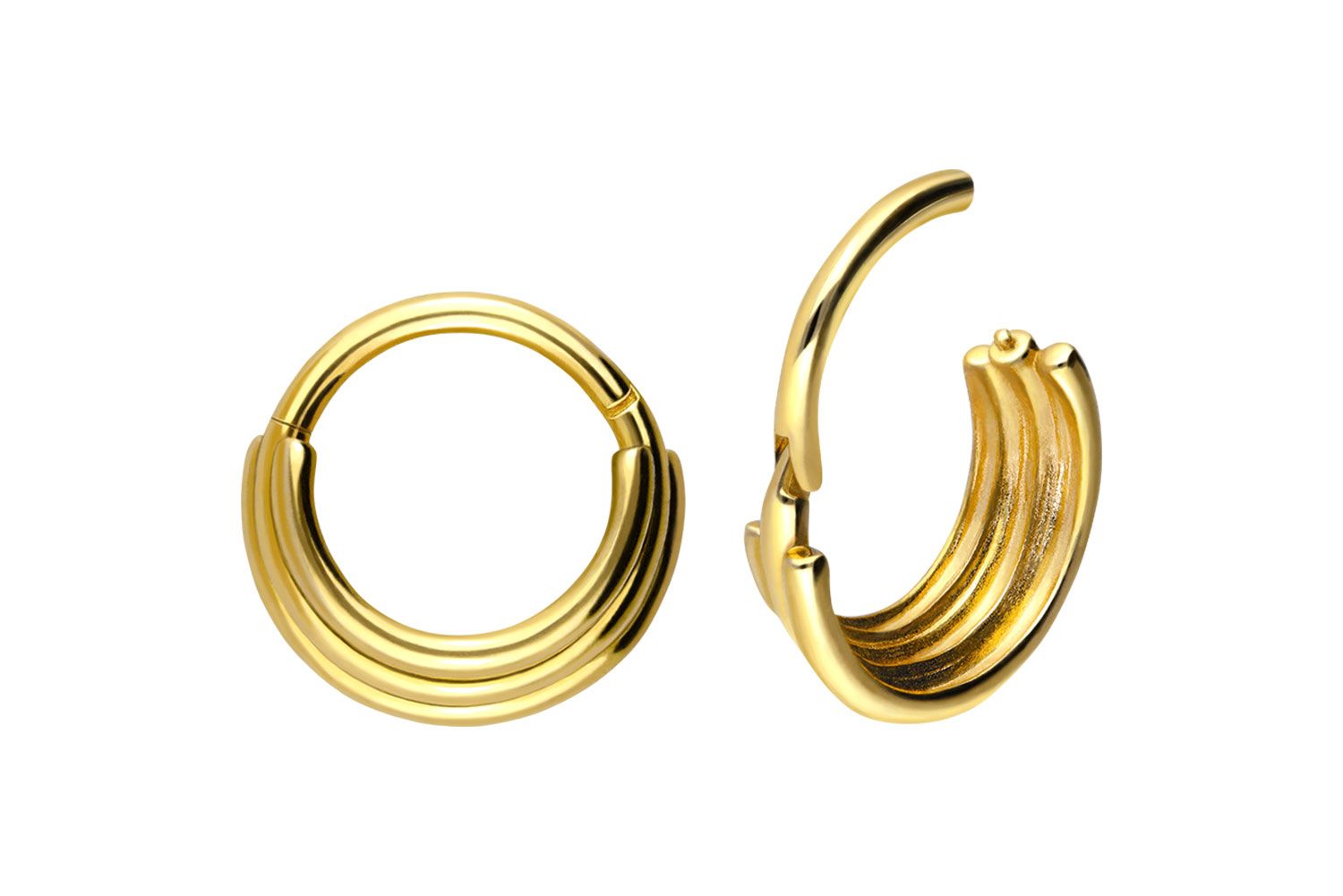 18 Karat Gold Segmentring Clicker 3 RINGE von Piercingline