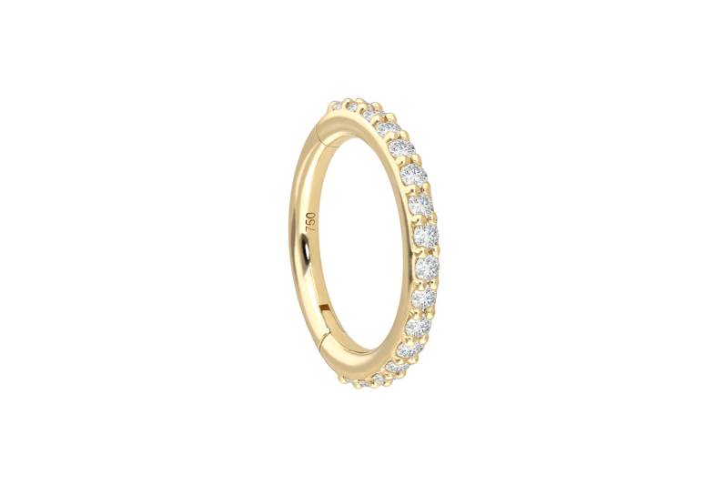18 Karat Gold Segmentring Clicker EINGEFASSTE DIAMANTEN von Piercingline