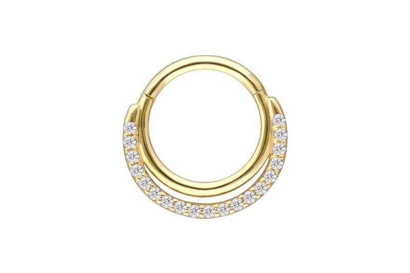 18 Karat Gold Segmentring Clicker EINGEFASSTE MOISSANITE + 2 RINGE von Piercingline