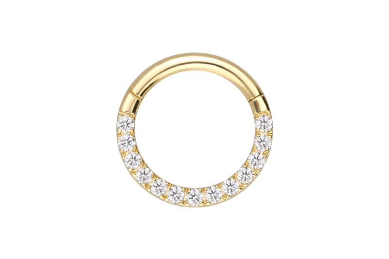 18 Karat Gold Segmentring Clicker EINGEFASSTE MOISSANITE von Piercingline