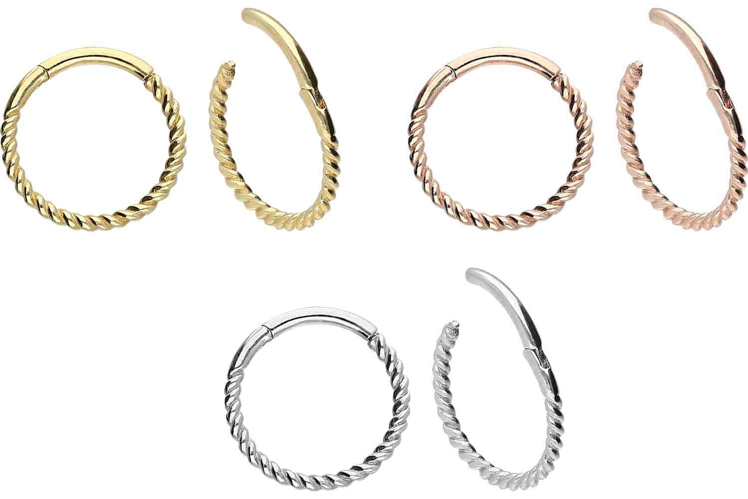 18 Karat Gold Segmentring Clicker GEDREHT von Piercingline