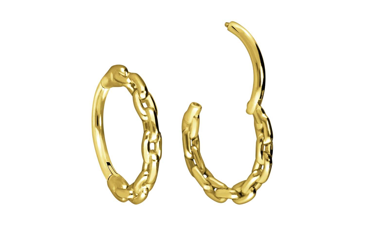 18 Karat Gold Segmentring Clicker KETTEN-DESIGN von Piercingline