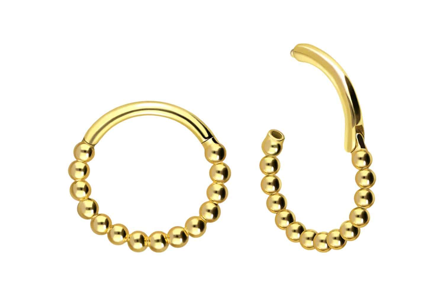 18 Karat Gold Segmentring Clicker KUGELN von Piercingline