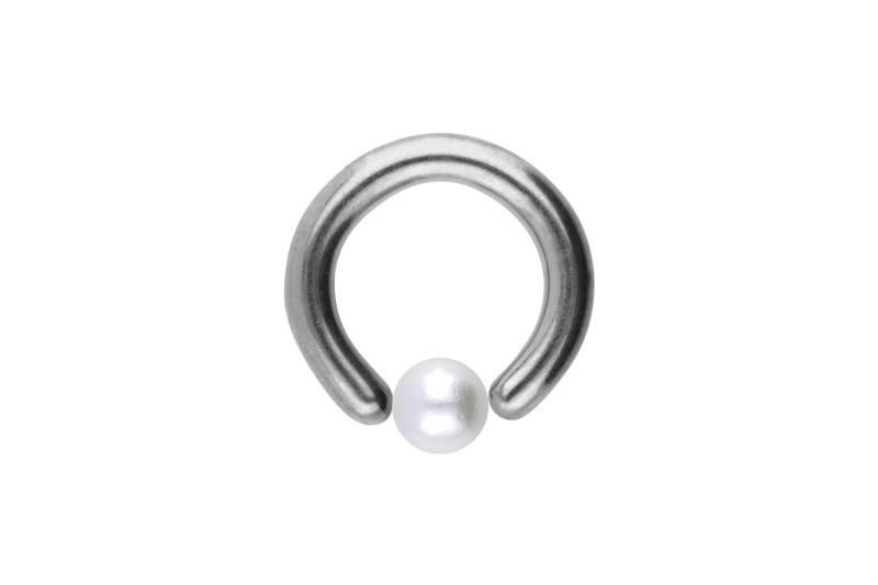 Chirurgenstahl Klemmkugelring SYNTHETISCHE PERLE von Piercingline