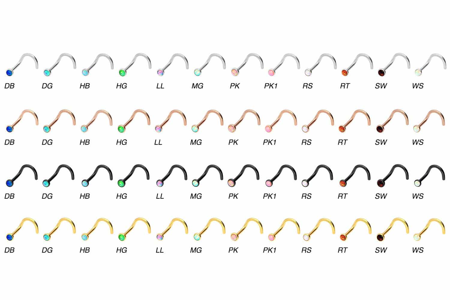 Chirurgenstahl Nasenstecker Spirale DISC + SYNTHETISCHER OPAL ++SALE++ von Piercingline