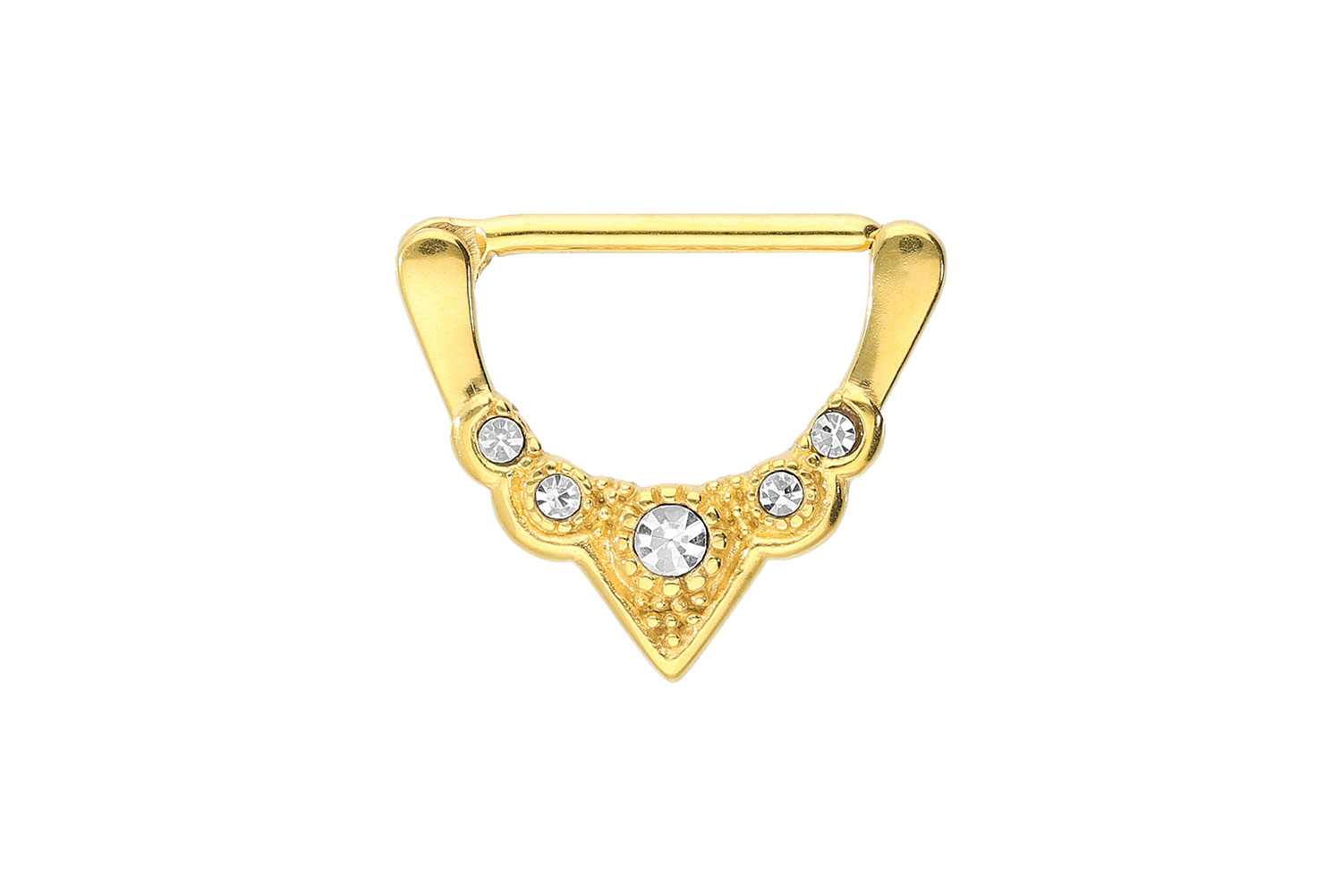 Chirurgenstahl Nippelpiercing Clicker 5 KRISTALLE ++SALE++ von Piercingline