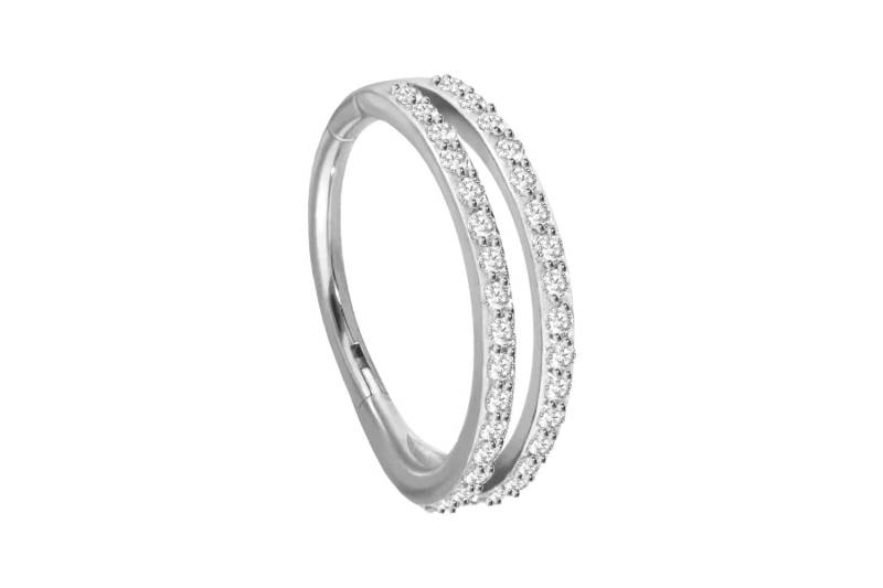 Chirurgenstahl Segmentring Clicker 2 RINGE + EINGEFASSTE KRISTALLE von Piercingline