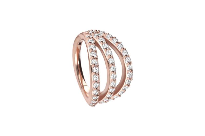 Chirurgenstahl Segmentring Clicker 3 RINGE + EINGEFASSTE KRISTALLE von Piercingline