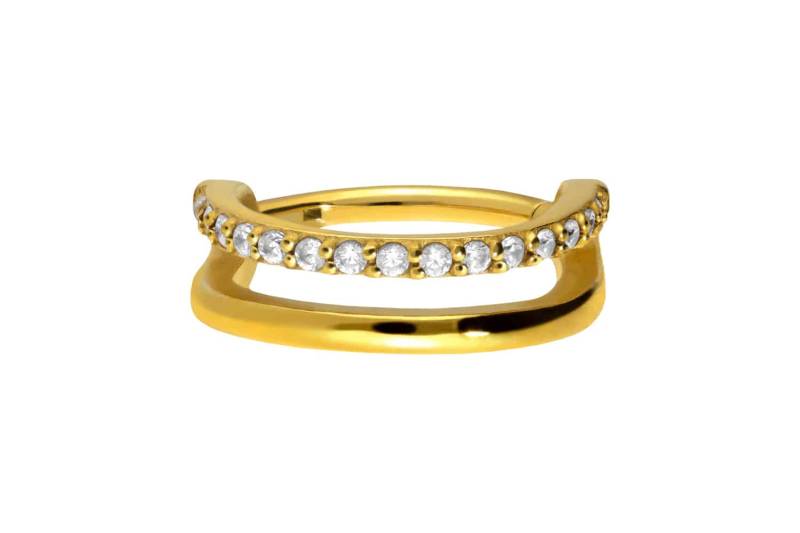 Chirurgenstahl Segmentring Clicker DOPPELRING + EINGEFASSTE KRISTALLE von Piercingline