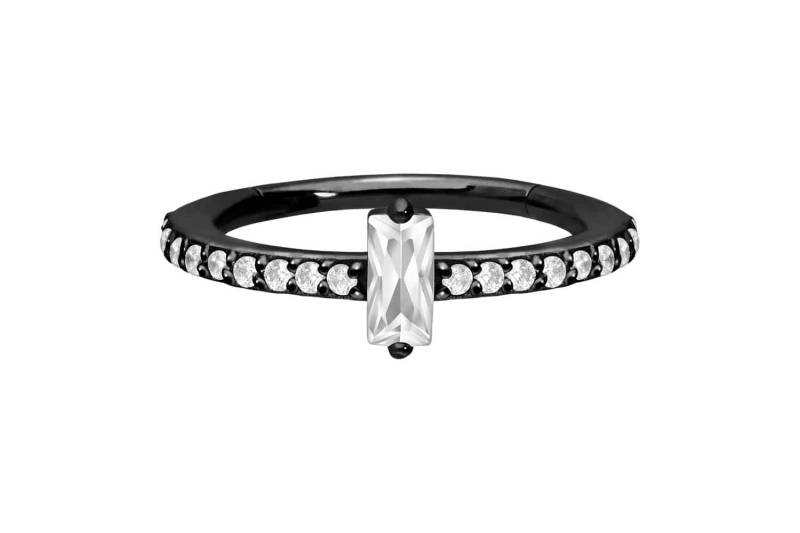 Chirurgenstahl Segmentring Clicker KRISTALLRECHTECK + EINGEFASSTE KRISTALLE von Piercingline