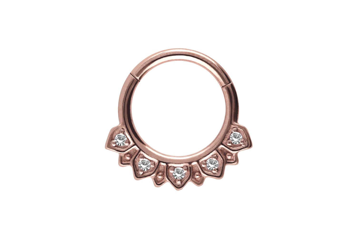 Chirurgenstahl Segmentring Clicker ORIENTALISCHES DESIGN + 5 KRISTALLE ++SALE++ von Piercingline