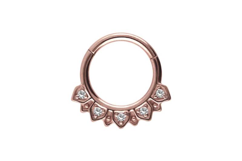 Chirurgenstahl Segmentring Clicker ORIENTALISCHES DESIGN + 5 KRISTALLE ++SALE++ von Piercingline
