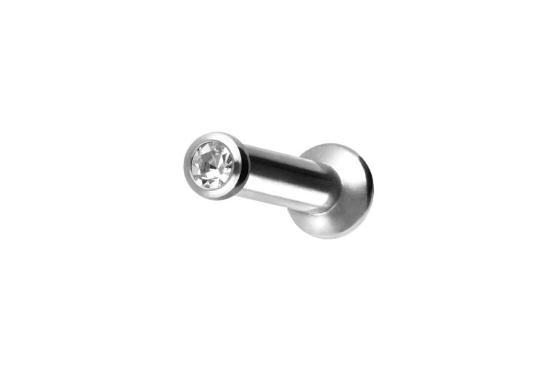 Chirurgenstahl Triple Piercing Mini Labret mit Innengewinde FLAT-DISC + KRISTALL von Piercingline