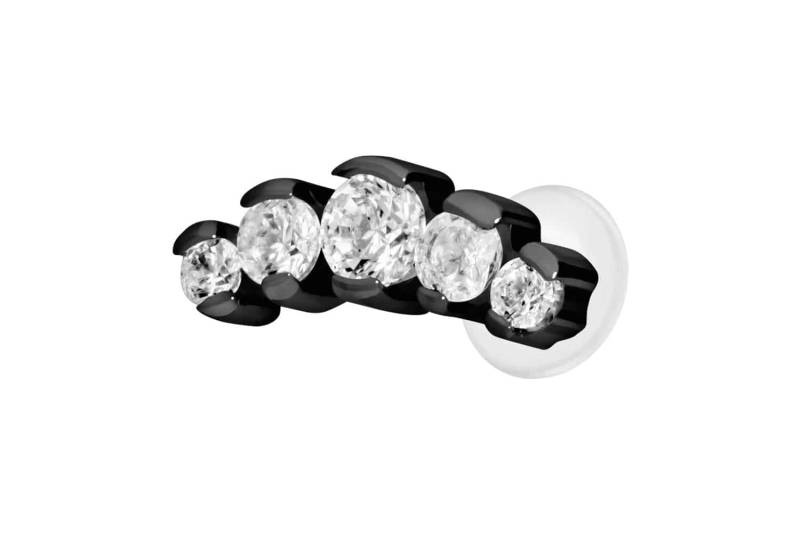 PTFE Labret mit Innengewinde + Titan-Aufsatz 5 EINGEFASSTE KRISTALLE von Piercingline