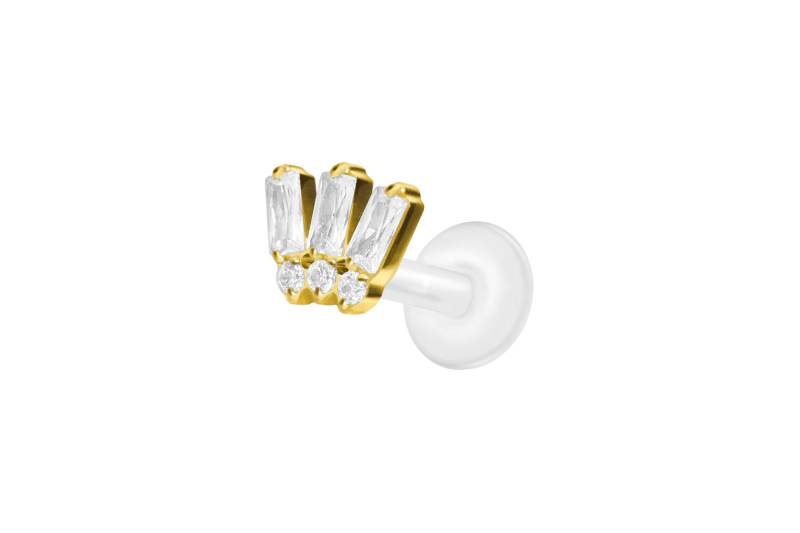 PTFE Labret mit Innengewinde + Titan-Aufsatz 6 EINGEFASSTE KRISTALLE von Piercingline