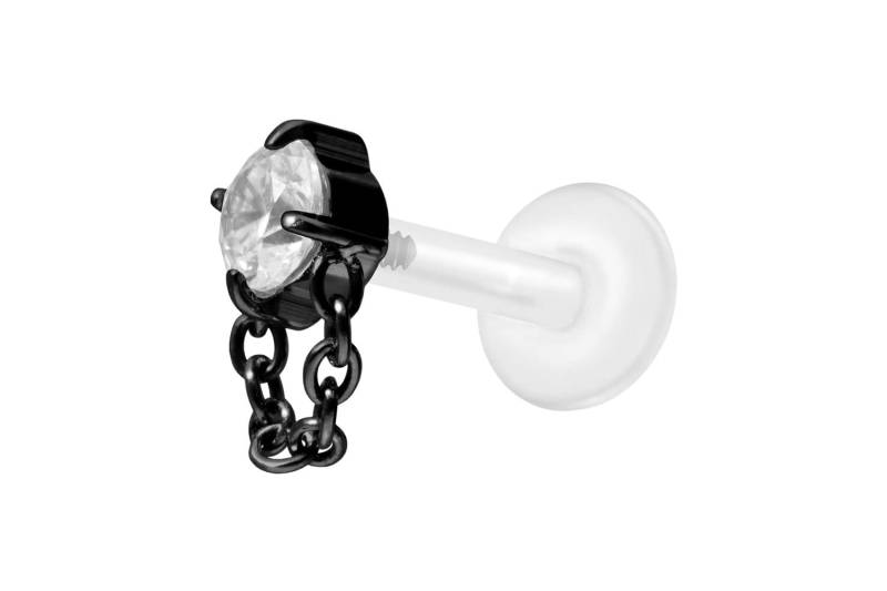 PTFE Labret mit Innengewinde + Titan-Aufsatz KRISTALL + KETTE von Piercingline