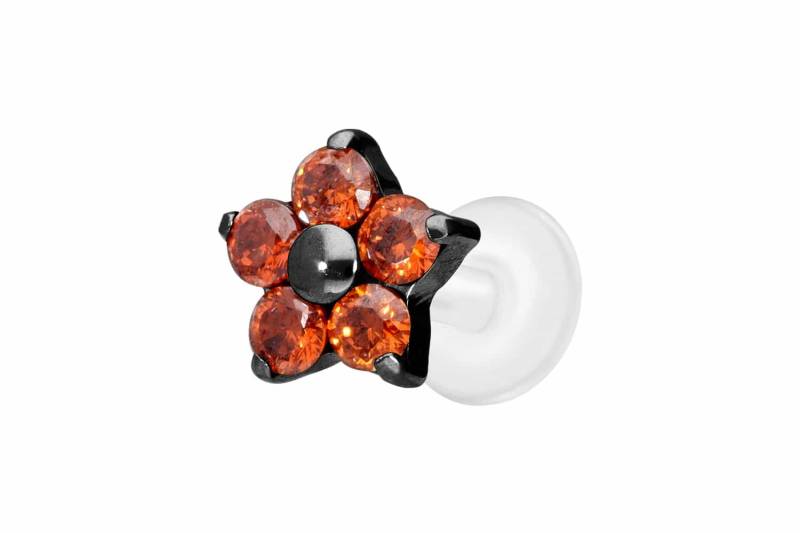 PTFE Labret mit Innengewinde + Titan-Aufsatz KRISTALLBLUME von Piercingline