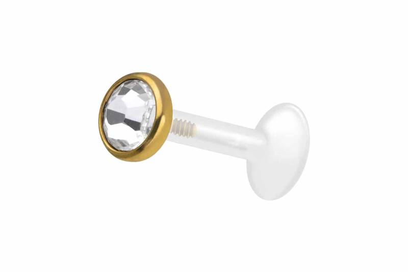PTFE Labret mit Innengewinde + Titan-Aufsatz KRISTALLDISC von Piercingline